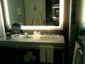 view of the bathroom in our room at the w hollywood